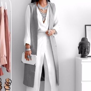 Gray Long Vest with large pockets